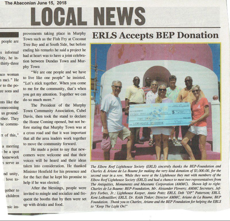 ERLS Accepts BEP Donation